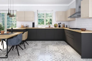 Jayline handleless kitchen in Matt Graphite, fitted room view