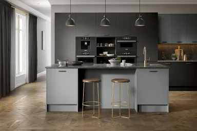 Venice kitchen in Matt Graphite, fitted room view