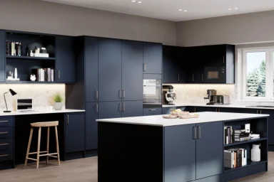 Venice kitchen in Matt Indigo Blue, fitted room view