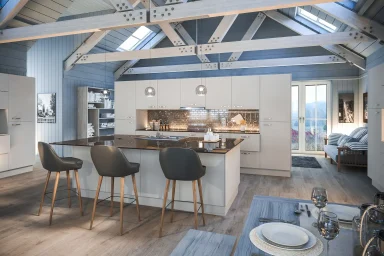 Venice kitchen in Matt Light Grey, fitted room view