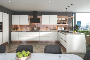 Venice kitchen in Matt White, fitted room view