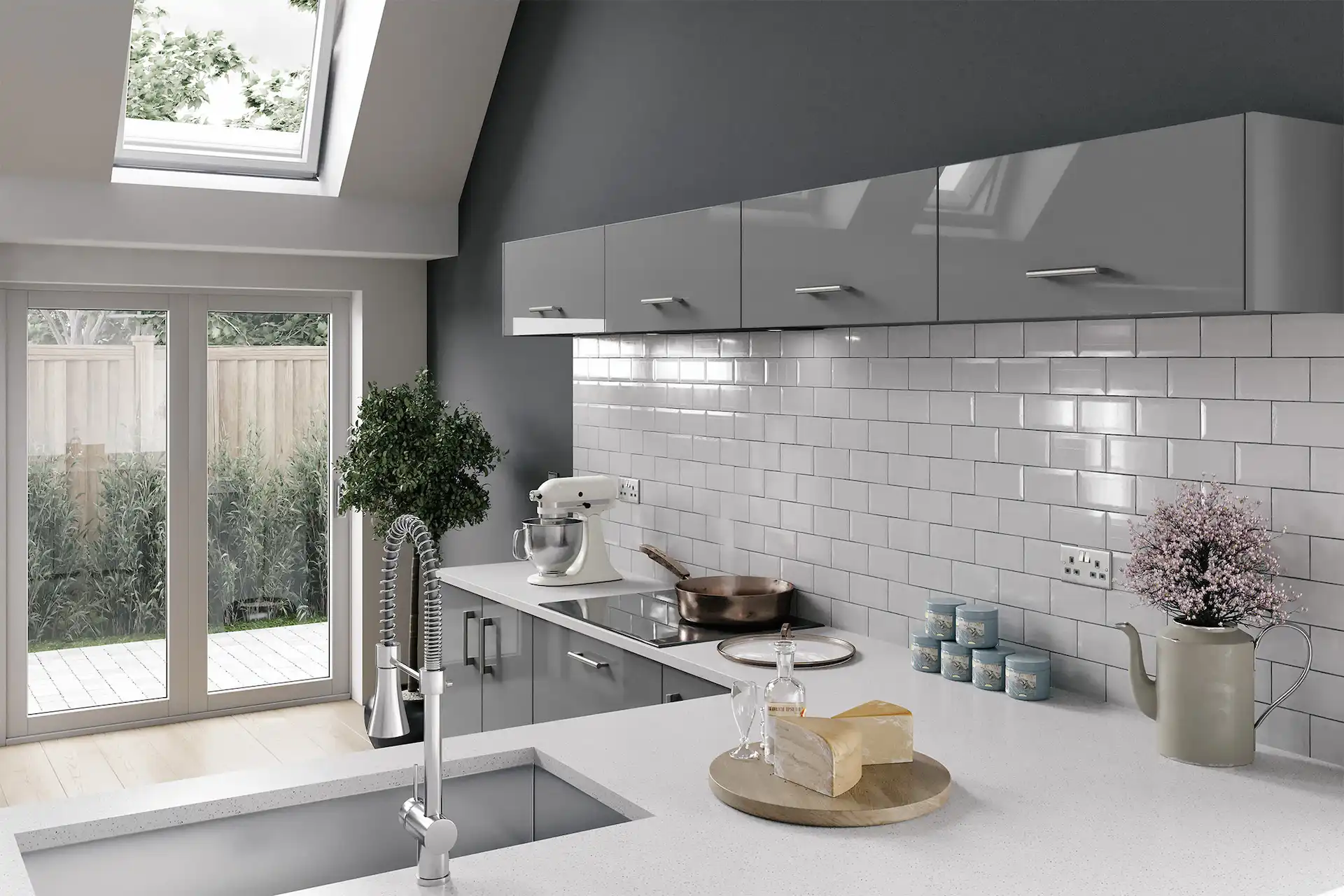 kitchen-door-vivo-gloss-slab-dust-grey-main-2 Vivo slab kitchen in Gloss Dust Grey, fitted room view (alternative view)