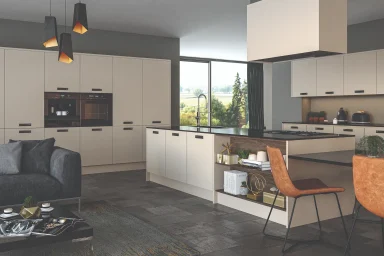 Zurfiz kitchen in Matt Cashmere, fitted room view