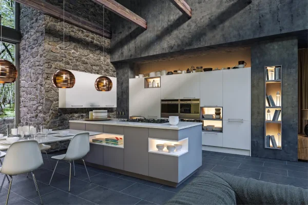 Zurfiz kitchen in Matt Dust Grey, fitted room view