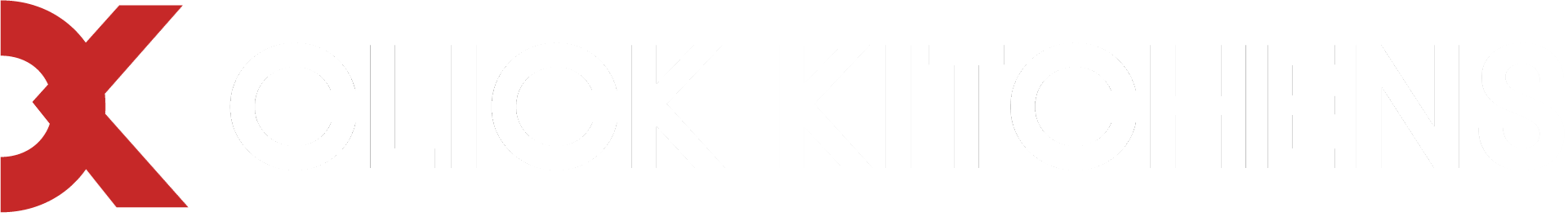 Click Kitchens logo, reversed for dark backgrounds