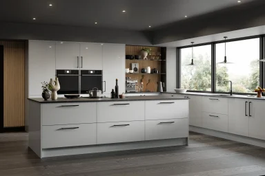 Zur kitchen in Gloss Light Grey, fitted room view (alternative view)