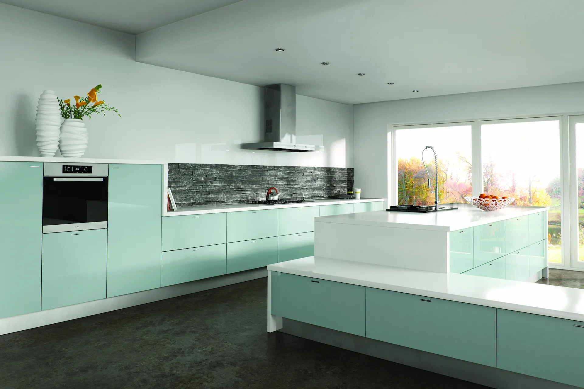 kitchen-door-zur-gloss-metallic-blue-main-1 Zur kitchen in Gloss Metallic Blue, fitted room view