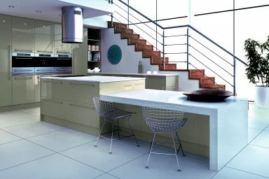 Zur kitchen in Gloss Metallic Champagne, fitted room view