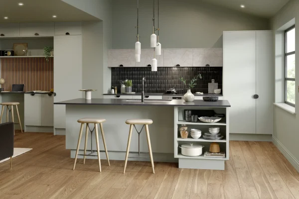 Zurfiz kitchen in Matt Pistachio, fitted room view