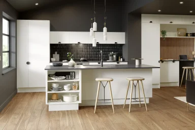 Zurfiz kitchen in Matt White Grey, fitted room view
