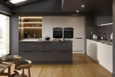 Zurfiz kitchen in Supermatt Taupe Grey, fitted room view