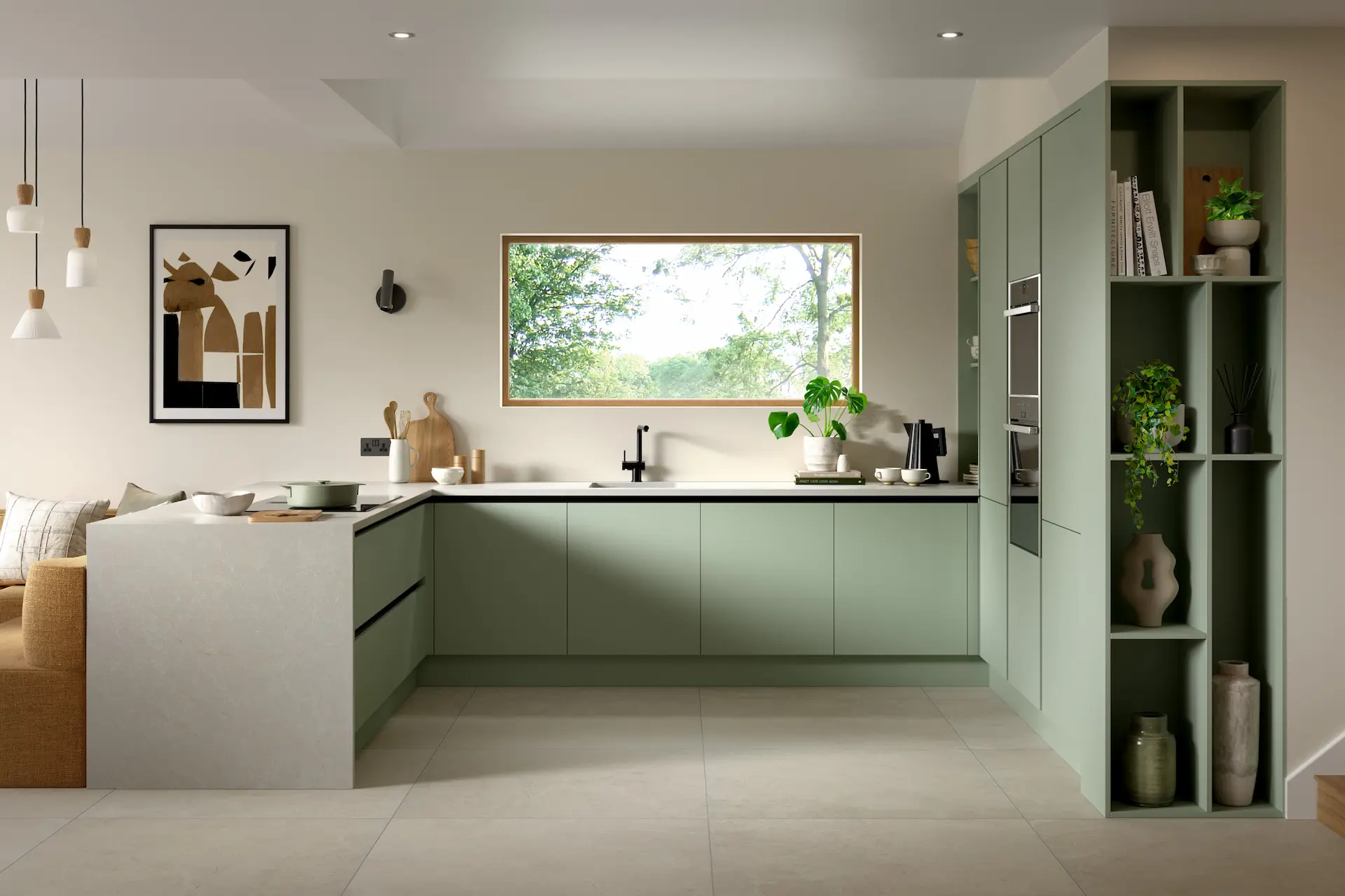 kitchen-door-ora-supermatt-agave-green-main-1 Ora kitchen in Supermatt Agave Green, fitted room view