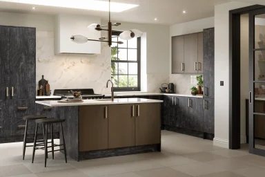 Valore kitchen in Galvano Bronze, fitted room view