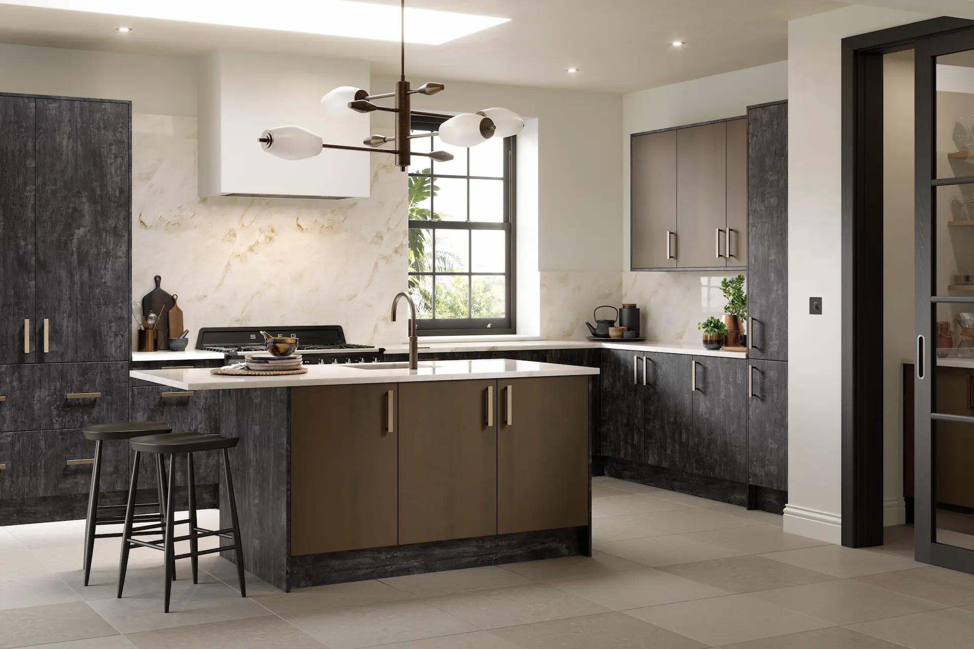 kitchen-door-valore-tigerwood-nero-main-1 Valore kitchen in Tigerwood Nero, fitted room view