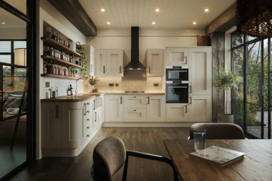 Cartmel kitchen in Poreclain, fitted room view