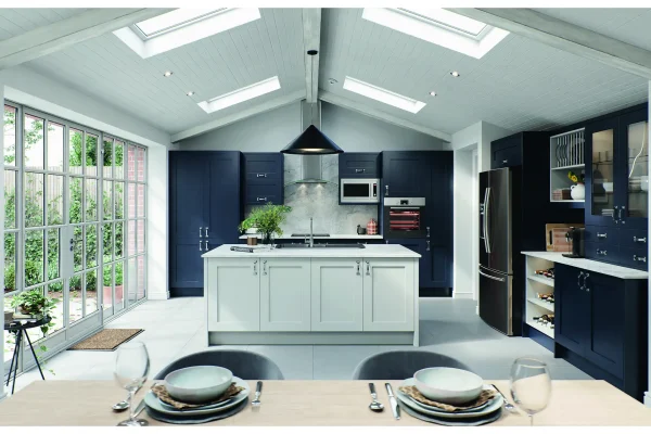 Oxford kitchen in Indigo, fitted room view