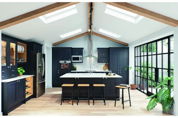 Cambridge kitchen in Indigo, fitted room view