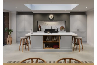Rydal kitchen in Light Grey, fitted room view