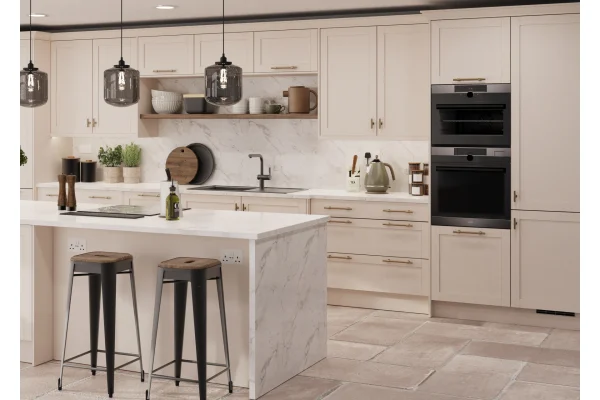 Waterford kitchen in Supermatt Cashmere Kitchen, fitted room view