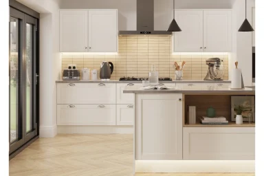Waterford kitchen in Supermatt White Kitchen, fitted room view