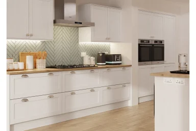 Waterford kitchen in Woodgrain Light Grey Kitchen, fitted room view