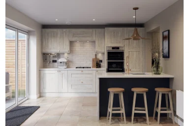 Click Buckingham kitchen in Casella Oak, fitted room view (alternative view)