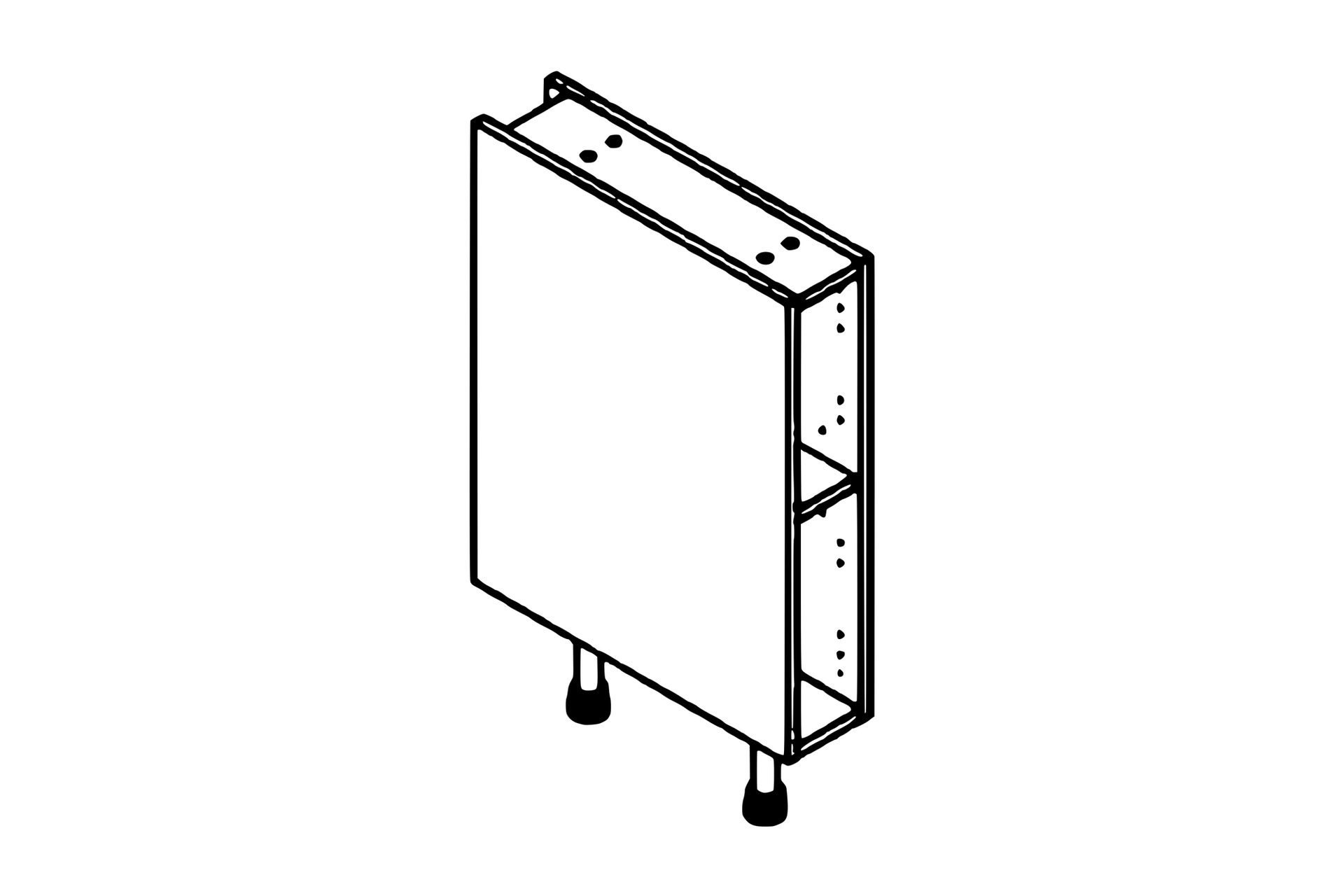 oak-white-light-grey-dust-grey-150-base-unit-kitchen-cabinet Line drawing of the 150mm base unit kitchen cabinet carcass