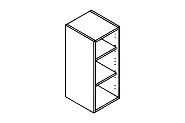Line drawing of the 150mm wall unit kitchen cabinet carcass