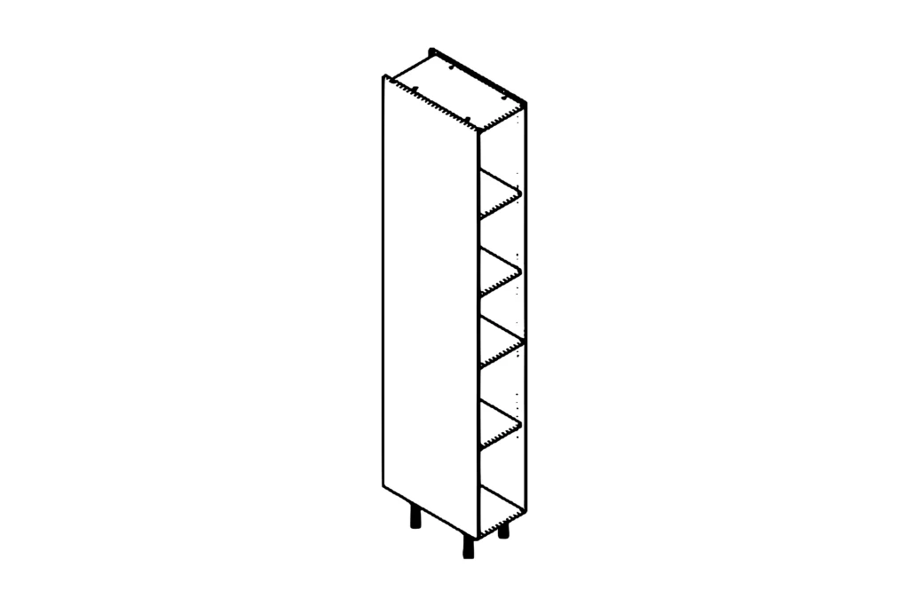 Line drawing of the 300mm extra tall larder unit kitchen cabinet carcass
