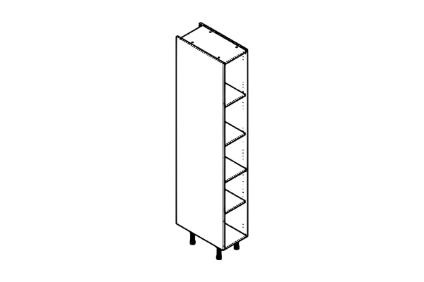 Line drawing of the 300mm larder unit kitchen cabinet carcass