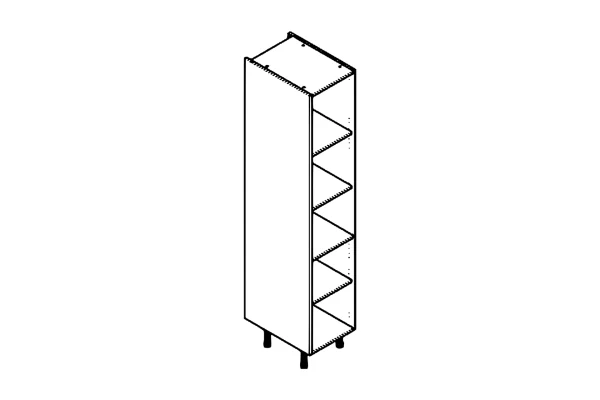 Line drawing of the 400mm larder unit kitchen cabinet carcass