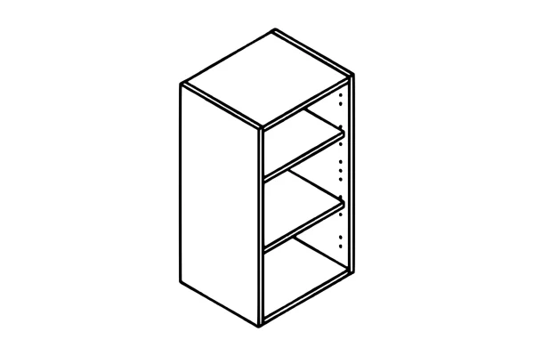 Line drawing of the 400mm wall unit kitchen cabinet carcass