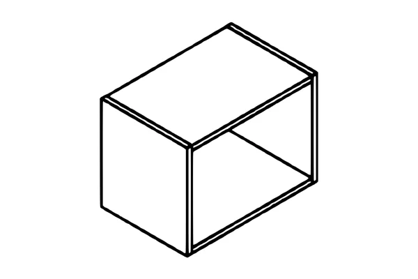 Line drawing of the 500mm wall unit bridge kitchen cabinet carcass