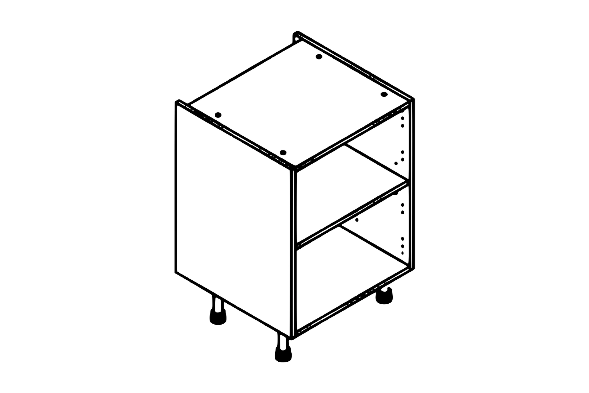 oak-white-light-grey-dust-grey-600-base-unit-kitchen-cabinet Line drawing of the 600mm base unit kitchen cabinet carcass