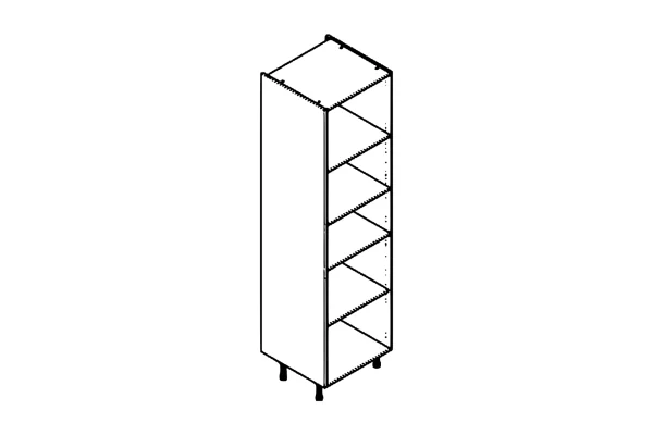 Line drawing of the 600mm extra tall larder unit kitchen cabinet carcass