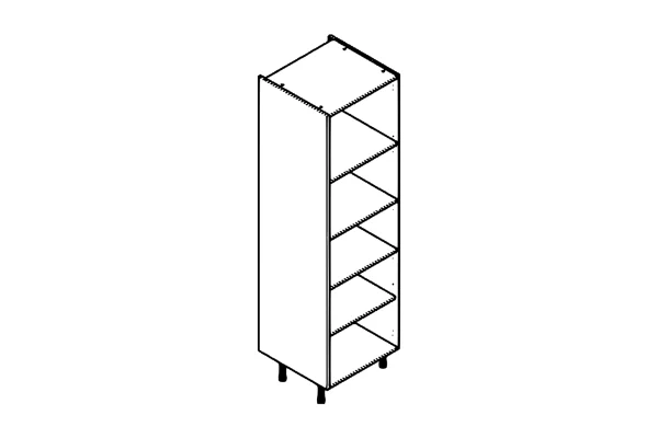 Line drawing of the 600mm larder unit kitchen cabinet carcass
