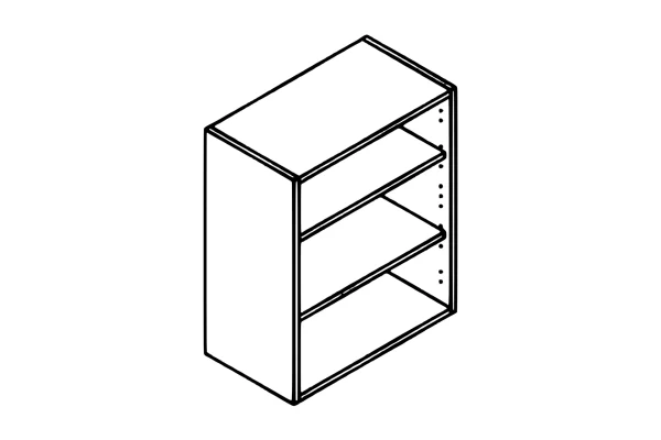 Line drawing of the 600mm wall unit kitchen cabinet carcass