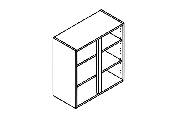 Line drawing of the 700mm wall unit kitchen cabinet carcass