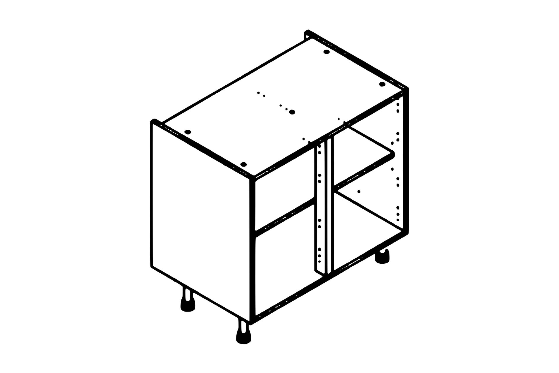 oak-white-light-grey-dust-grey-800-base-unit-kitchen-cabinet Line drawing of the 800mm base unit kitchen cabinet carcass