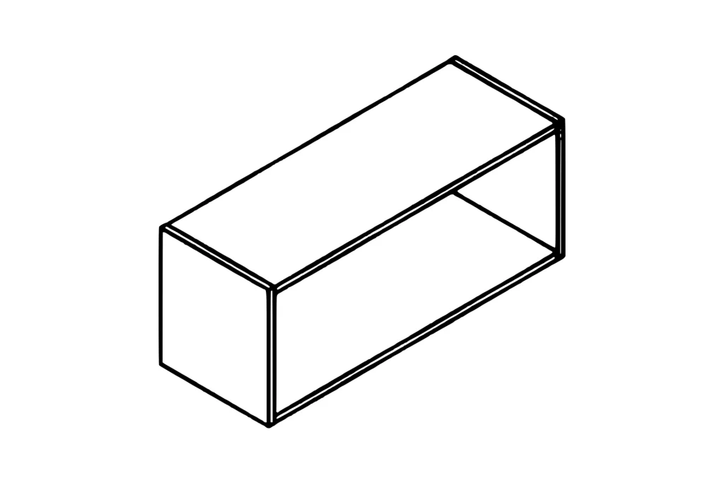 Line drawing of the 800mm wall unit bridge kitchen cabinet carcass