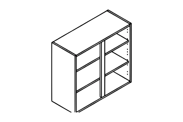 Line drawing of the 800mm wall unit kitchen cabinet carcass