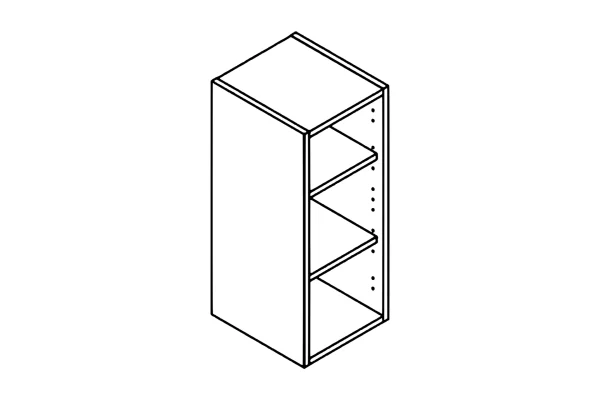 Line drawing of the 300mm wall unit kitchen cabinet carcass