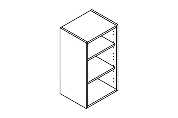 Line drawing of the 400mm wall unit kitchen cabinet carcass