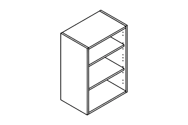 Line drawing of the 450mm wall unit kitchen cabinet carcass