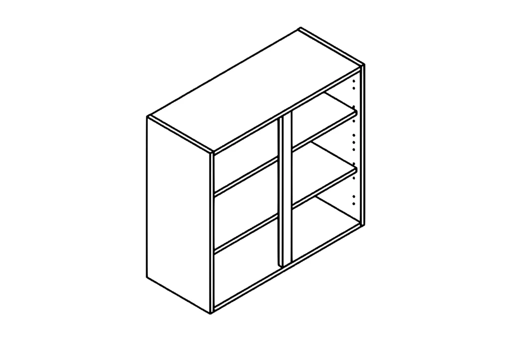 Line drawing of the 800mm wall unit kitchen cabinet carcass