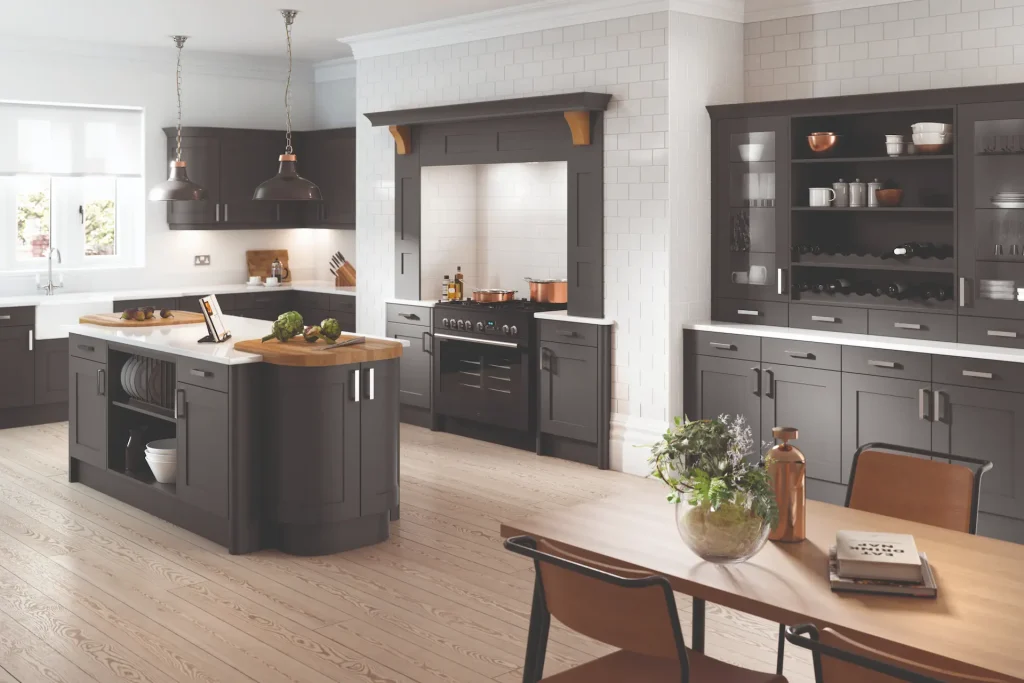 Oxford painted shaker kitchen in Anthracite, fitted room view